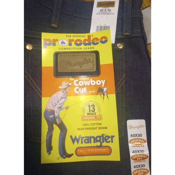 Wrangler men's Pro Rodeo Cowboy Cut Competition Jeans 40x30 Blue NEW Heavyweight - Picture 2 of 5